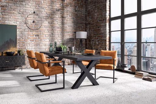 Esstisch Clifton - LB ca. 260x100 cm, Zerreiche massiv, Smoke