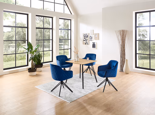 Armlehnstuhl - drehbar, Samt, Blau