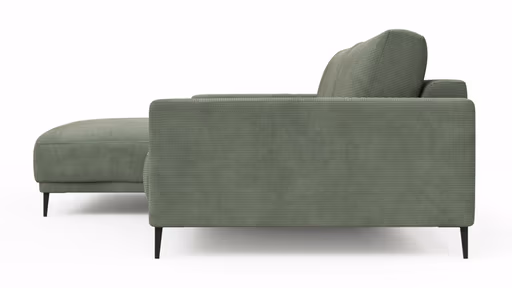 Ecksofa Solero - Longchair groß mit 1,5-Sitzer rechts, Stoff, Olivgrün
