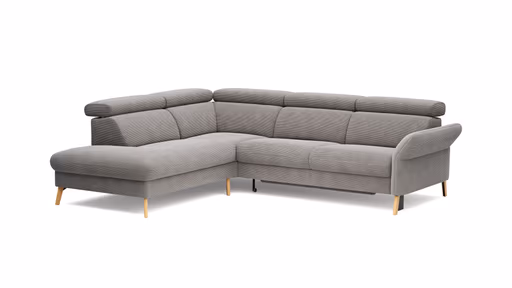 Sofa Maryville - Eckelement und Abschlussteil medium links mit 2,5-Sitzer, inkl. Schlaffunktion, Stauraum, Armlehne/Kopfteil verstellbar, Stoff, Grau