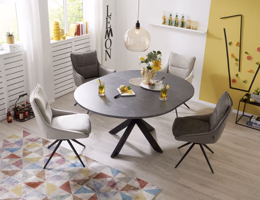 Stuhl MANDY - drehbar, Stoff, Graubeige