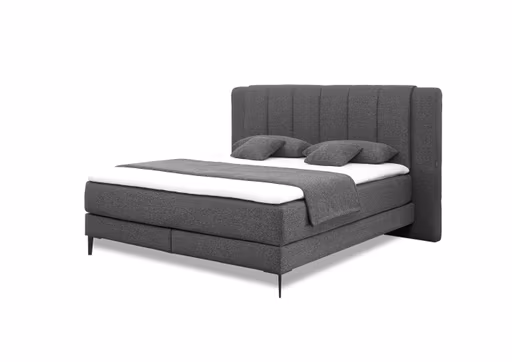 Boxspringbett - Liegefläche ca. 180x200 cm, Stoff, Anthrazit