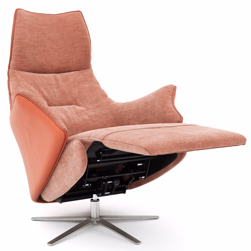 Relaxsessel Girona -  inklusive motorischer Relaxfunktion, Stoff, Leder, Rose