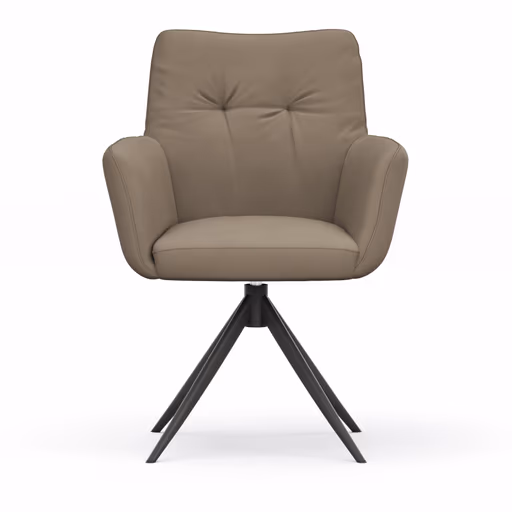 Armlehnstuhl Nashville - drehbar, Leder, Taupe