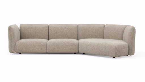 Trapezsofa Motone - 2-Sitzer mit Ecke rechts, Stoff, Beige