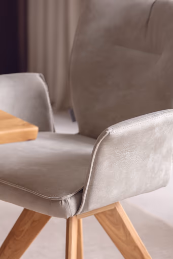 Armlehnstuhl Westmore - drehbar, Stoff, Silberfarben