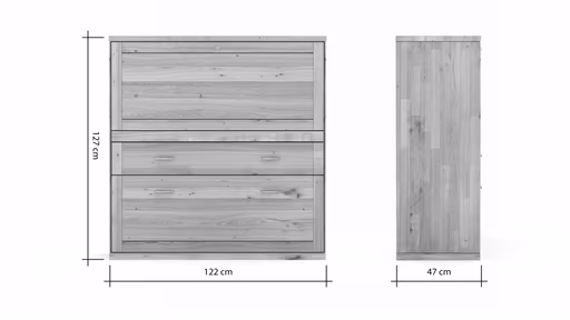 Sekretär Faro Plus - BH ca. 122x127 cm, Wildeiche massiv, Bianco