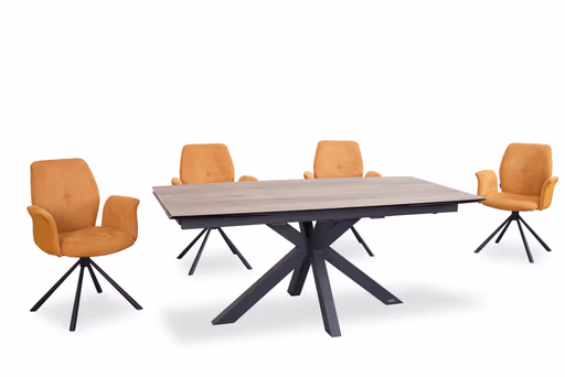 Armlehnstuhl MANOA - drehbar, Stoff, Senfgelb