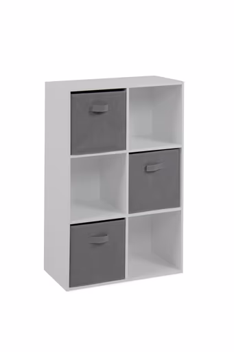 Regal - inkl. Stoffboxen, B ca. 60 cm, Weiß, Grau