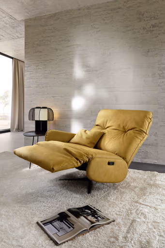 Loungesessel Lovere - Leder, Curry, Armlehne links