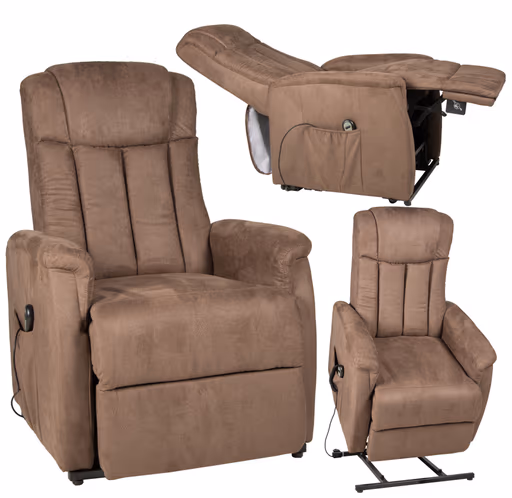 TV-Sessel - Aufstehhilfe, Relaxfunktion, Microfaser, Braun