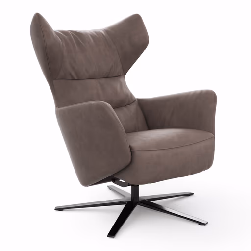 Drehsessel Houston Relax - Größe M, inkl. Relaxfunktion + Gasdruckfeder, Leder, Dunkelbraun