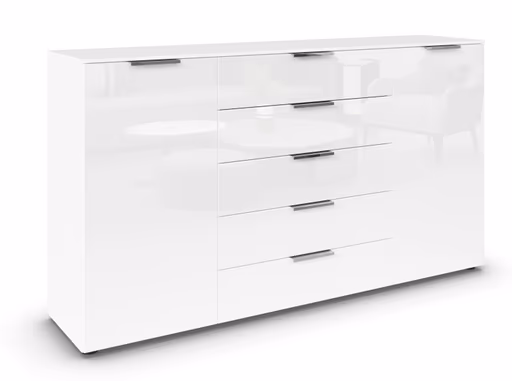 Kommode RIPP- Weiß, Glas, Weiß