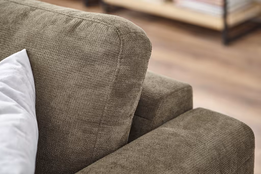 Ecksofa Oviedo - 1,5-Sitzer mit Longchair rechts, Stoff, Braungrün