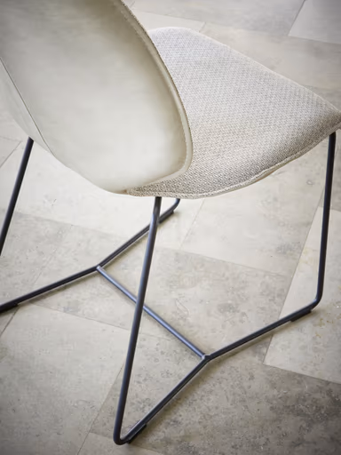 Stuhl Penthouse - Stoff, Hellgrau, Leder, Steingrau, Kufen, Anthrazit