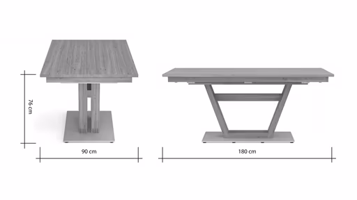 Esstisch Faro Plus - LB ca. 180x90 cm, Tisch verlängerbar (Klappeinlage einseitig), Wildeiche massiv, Bianco