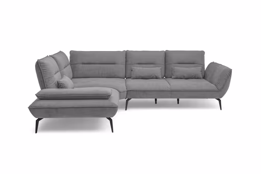 Ecksofa PAYTON - Ecke links, 2,5-Sitzer inkl. Rückenneigung, Armteilverstellung, Stoff, Grau