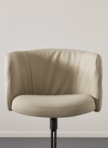 Armlehnstuhl Milana - drehbar, Leder, Offwhite