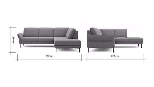 Ecksofa Rockport A - 2,5-Sitzer mit Ecke rechts inkl. Armlehne klappbar, Stoff, Braun