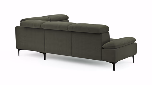 Ecksofa Felipa - 2,5-Sitzer mit Ecke rechts inkl. Kopfteil verstellbar, Stoff, Dunkelgrün