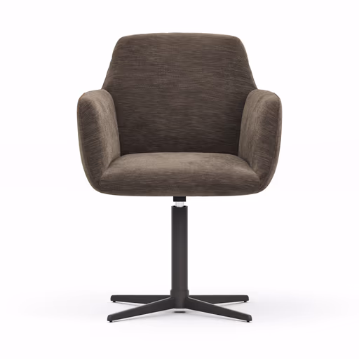 Armlehnstuhl Nashville - drehbar, Stoff, Dunkelbraun