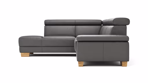 Ecksofa Philadelphia - Ecke links, 2,5-Sitzer, Kopfteil verstellbar (manuell), Leder, Anthrazit