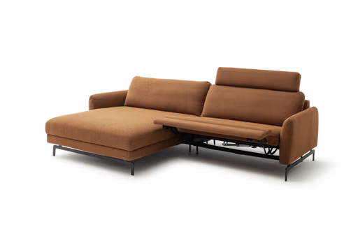 Ecksofa Enna - Longchair Links mit 1,75-Sitzer, inkl. motorischer Relaxfunktion, Stoff, Terracotta