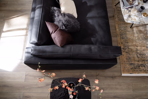 Sofa Aprino 3 - 4-Sitzer XXL, Dickleder, schwarz, Armlehne Kissen