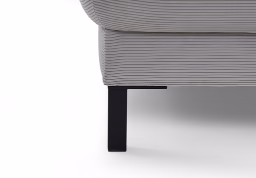 Ecksofa EM Labin - 2,5-Sitzer mit Ecke rechts, Kopfteile verstellbar, Stoff, grau