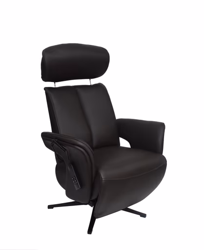 TV-Sessel MATHIS - drehbar, Aufstehhilfe, Relaxfunktion, Kopfteilverstellung, Leder, Chocolate