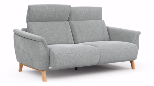 Sofa Nevin - 2,5-Sitzer inkl. Sitzvorzug (motorisch) und Kopfpolsterverstellung, Stoff, Silbergrau