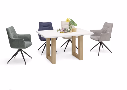 Armlehnstuhl MALEEN - drehbar, Stoff, Blau