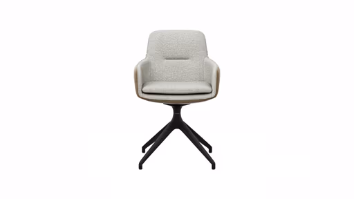 Armlehnstuhl Macano - drehbar, Stoff & Leder, Hellgrau, Steingrau