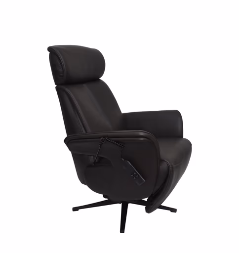 TV-Sessel MATHIS - drehbar, Aufstehhilfe, Relaxfunktion, Kopfteilverstellung, Leder, Chocolate