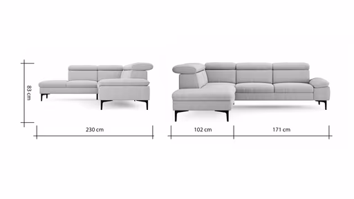 Ecksofa Felipa - Ecke links mit 2,5-Sitzer inkl. Kopfteil verstellbar, Stoff, Dunkelgrün