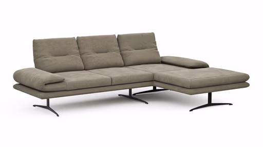 Ecksofa Lucero - 2-Sitzer mit Longchair rechts, Stoff, Olivgrün