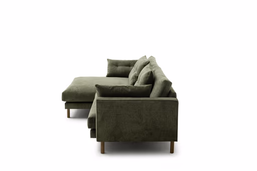Ecksofa Anesa - Longchair links, 1,5-Sitzer, Stoff, Grün