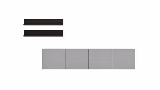 Wohnwand Palos - Lack, Hellgrau