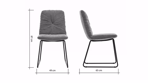 Stuhl Pelle - Stoff, Graugrün, Kufe, Schwarzgrau