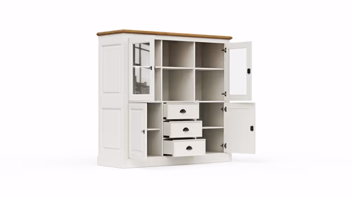 Highboard Louisiana - teilmassiv, Weiß