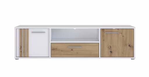 TV-Board FLORISS- Weiß, Eiche Dekor
