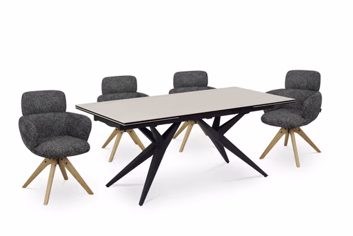 Armlehnstuhl MANJA - drehbar, Stoff, Graublau