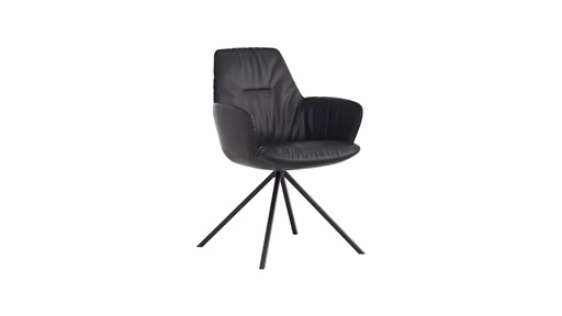 Armlehnstuhl Pegara - Leder, Schwarz