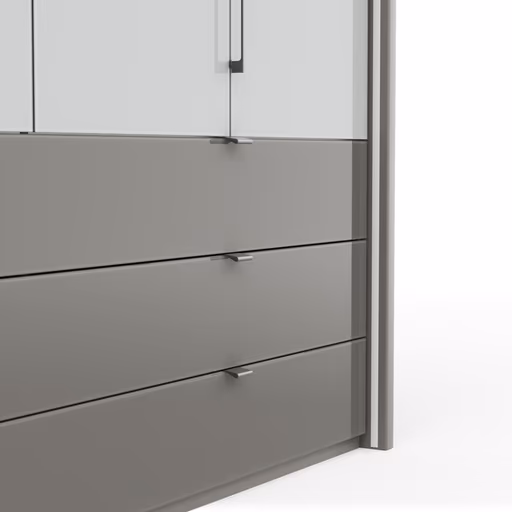 Drehtürenschrank Marbella - B. ca. 157cm, Korpus Melamin, Grau, Front Glas, Weiß