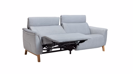 Sofa Nevin - 3-Sitzer, inkl. Relaxfunktion und Kopfteilverstellung (motorisch), Stoff, Silbergrau 