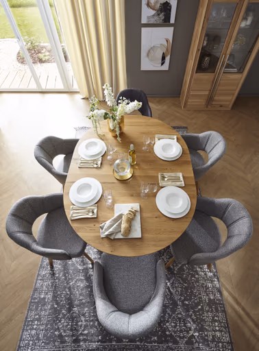 Esstisch 5000 - D ca. 130 cm, ausziehbar, Wildeiche Massiv