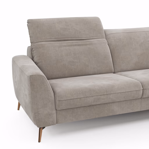 Sofa Tulsa KV - 3-Sitzer, inkl. Kopfteilverstellung, Stoff, Graubeige