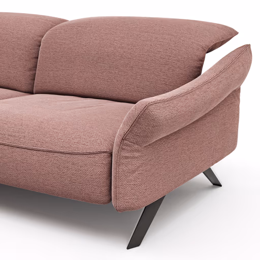 Ecksofa Bormio - Longchair links mit 3-Sitzer, Kopfteilverstellung, Stoff, Pfirsich
