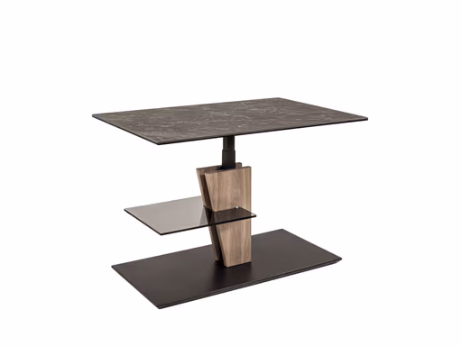 Couchtisch - höhenverstellbar, LBH. ca. 90x60x47-65 cm, Keramik, Schwarz