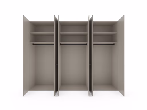 Drehtürenschrank Matera - BHT ca. 301x235x60 cm, Lack Matt, Muschelgrau, Griffe Coffee